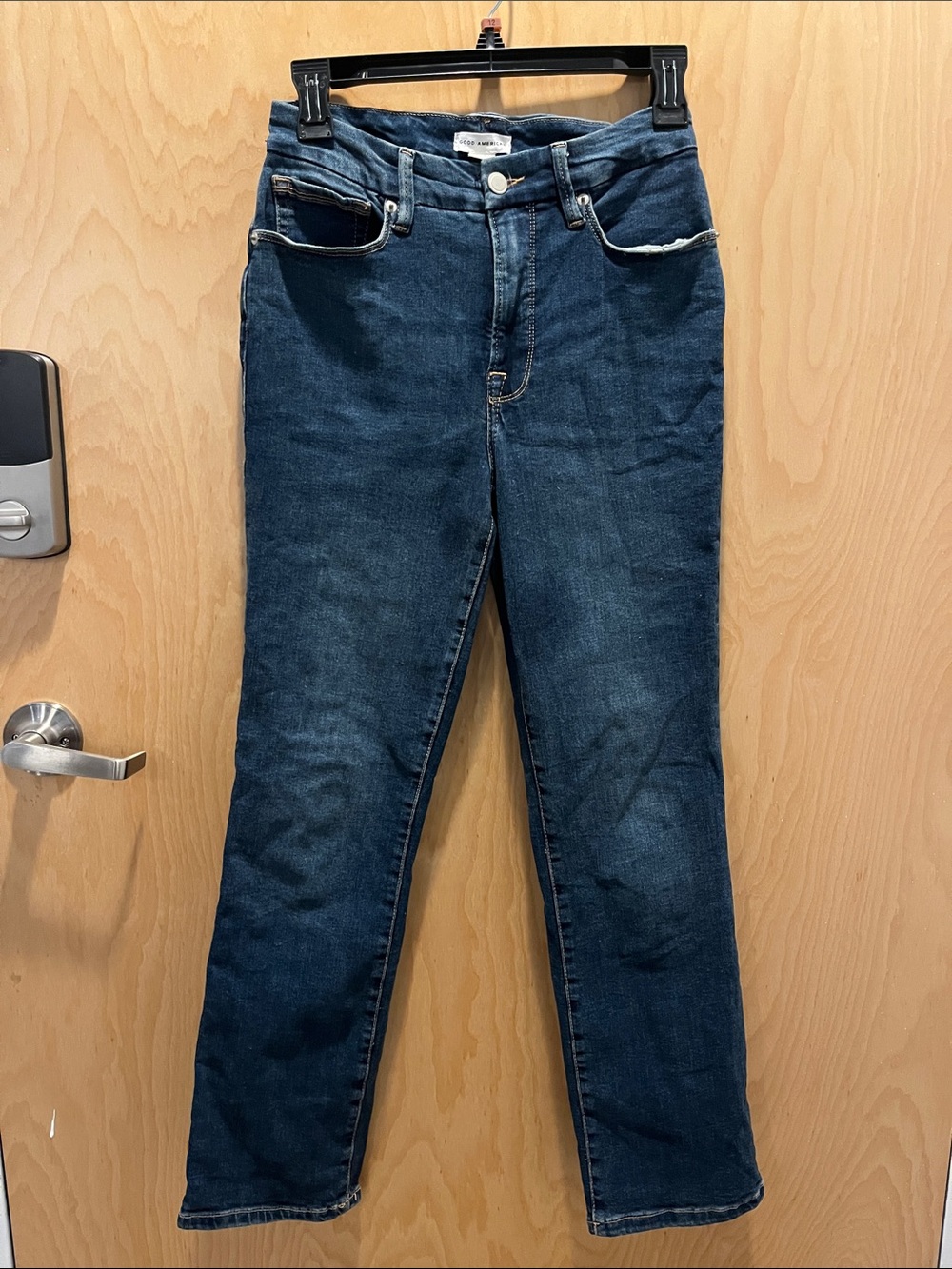 Good American Dark Blue Straight Leg Jeans